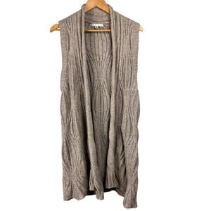 Cabi Oatmeal Cotton Wool YakTextured Cable Knit Longline Vest M Cardigan Capsule